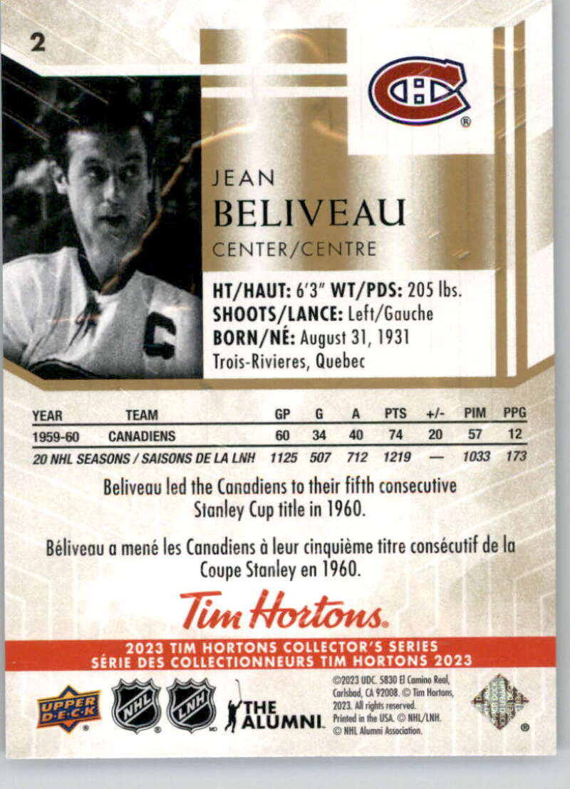 2023 Upper Deck Tim Hortons Jean Beliveau #2 [Tim Hortons]