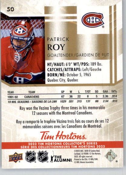 2023 Upper Deck Tim Hortons Patrick Roy #50 [Tim Hortons]