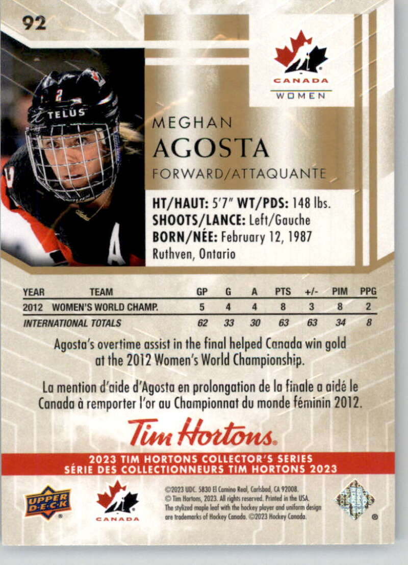 2023 Upper Deck Tim Hortons Meghan Agosta #92 [Tim Hortons]