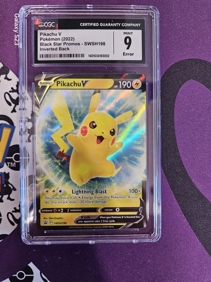 Double Error Pikachu - CGC 9 - Inverted back AND Misalignment Error (Dot visible)