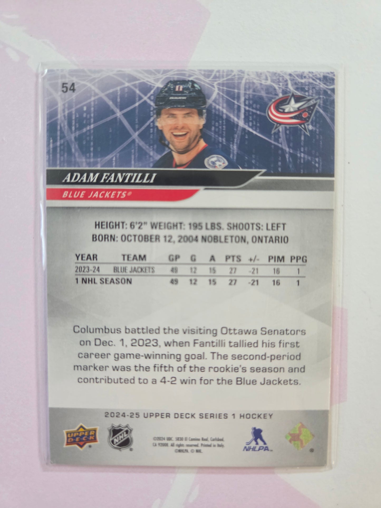 Adam Fantilli Upper Deck Series 1 #54 [Columbus Blue Jackets]
