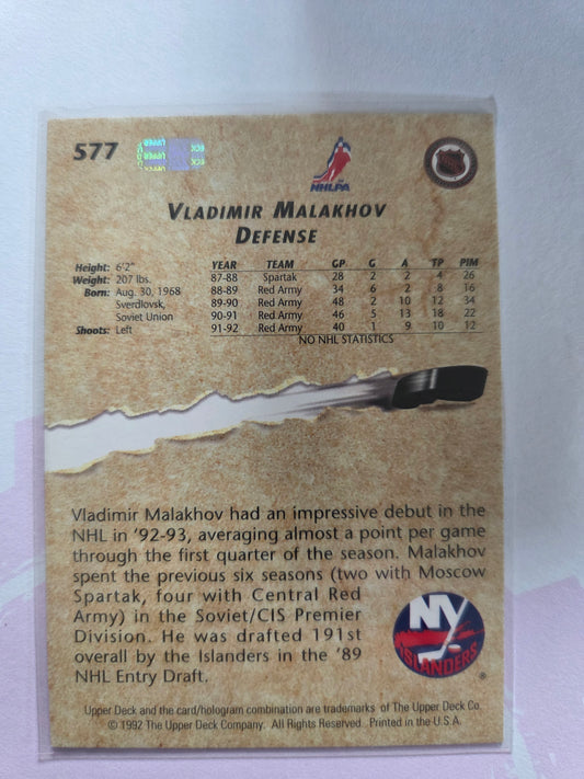 Vladimir Malakhov 91/92 Score Young Guns #577 [New York Islanders]