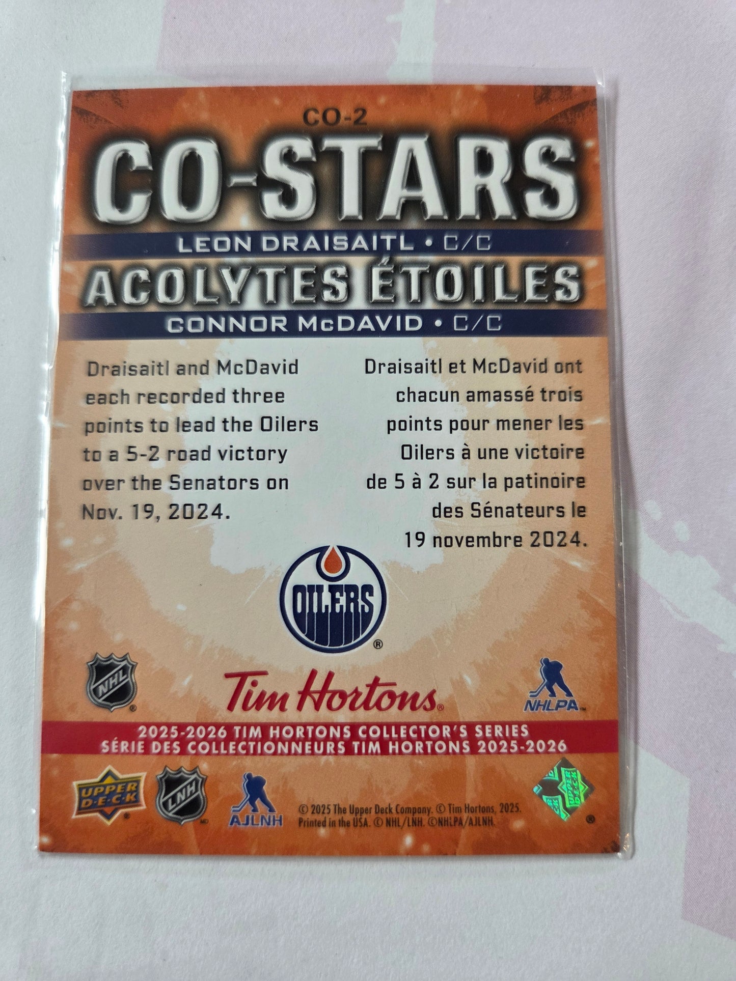 Connor McDavid/Leon Draisaitl Upper Deck Co-Stars [Edmonton Oilers]