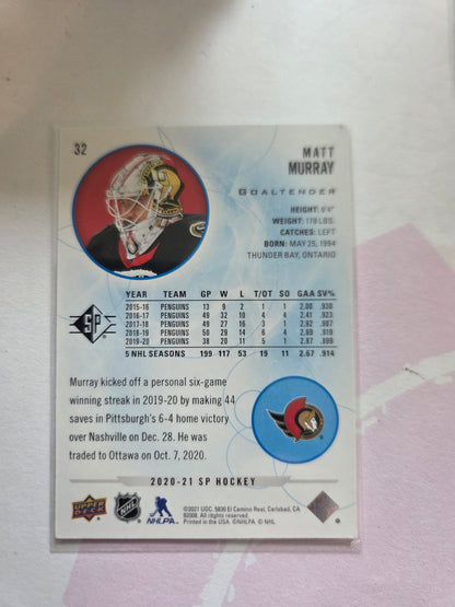 Matt Murray Blue SP Hockey #32 [Ottawa Senators]