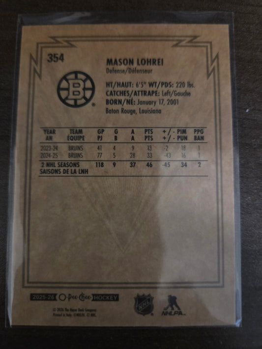 Mason Lohrei O-Pee-Chee #354 [Boston Bruins]