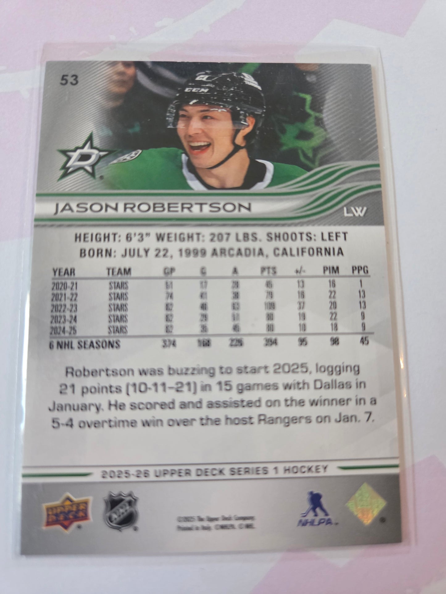 Jason Robertson Upper Deck Series 1 #53 [Dallas Stars]