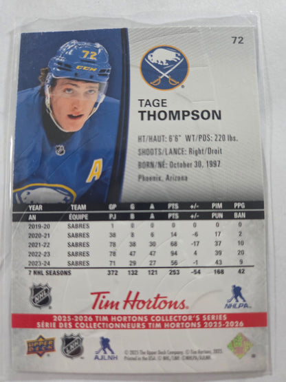 Tage Thompson Tim Hortons Upper Deck #72 [Buffalo Sabres]