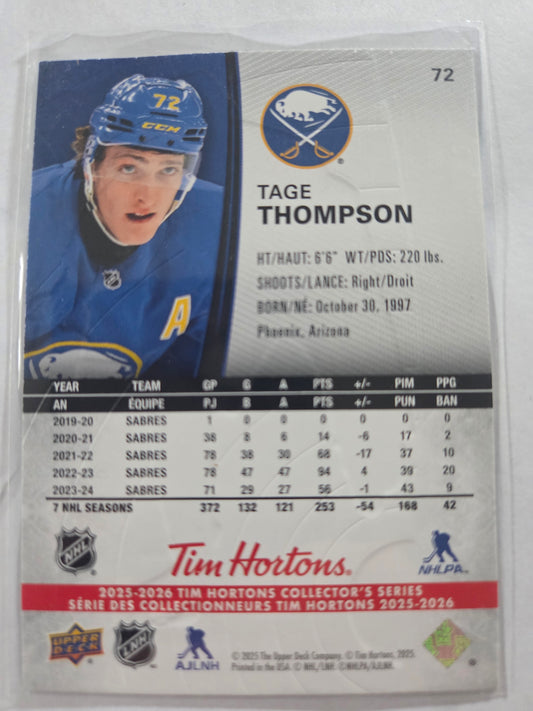 Tage Thompson Tim Hortons Upper Deck #72 [Buffalo Sabres]