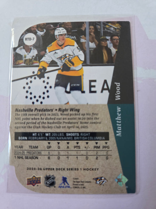 Matthew Wood Red Upper Deck Series 1 RC [Nashville Predators]