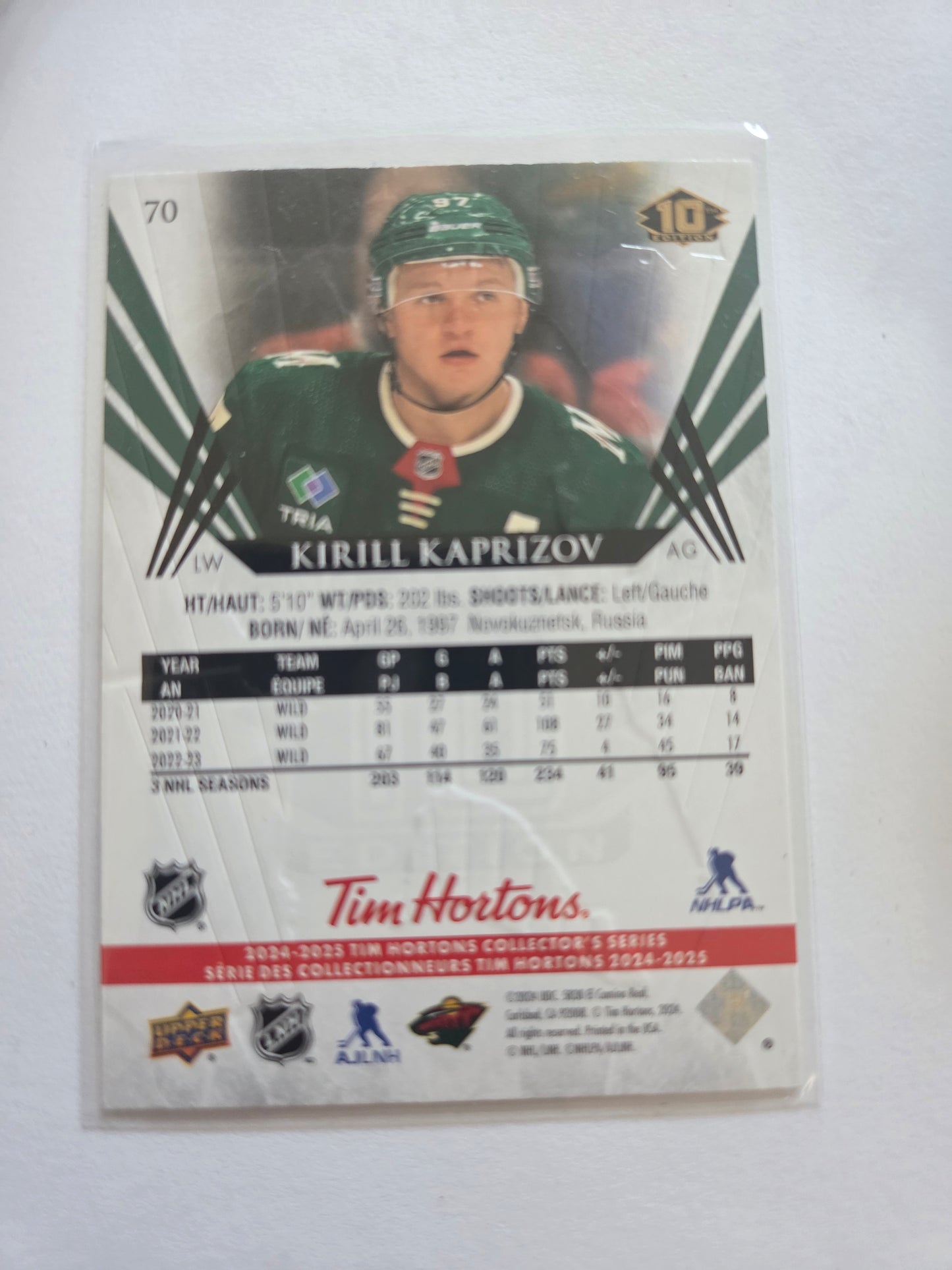Krill Kaprizov Upper Deck 10th Edition #70 [Minnesota Wild]