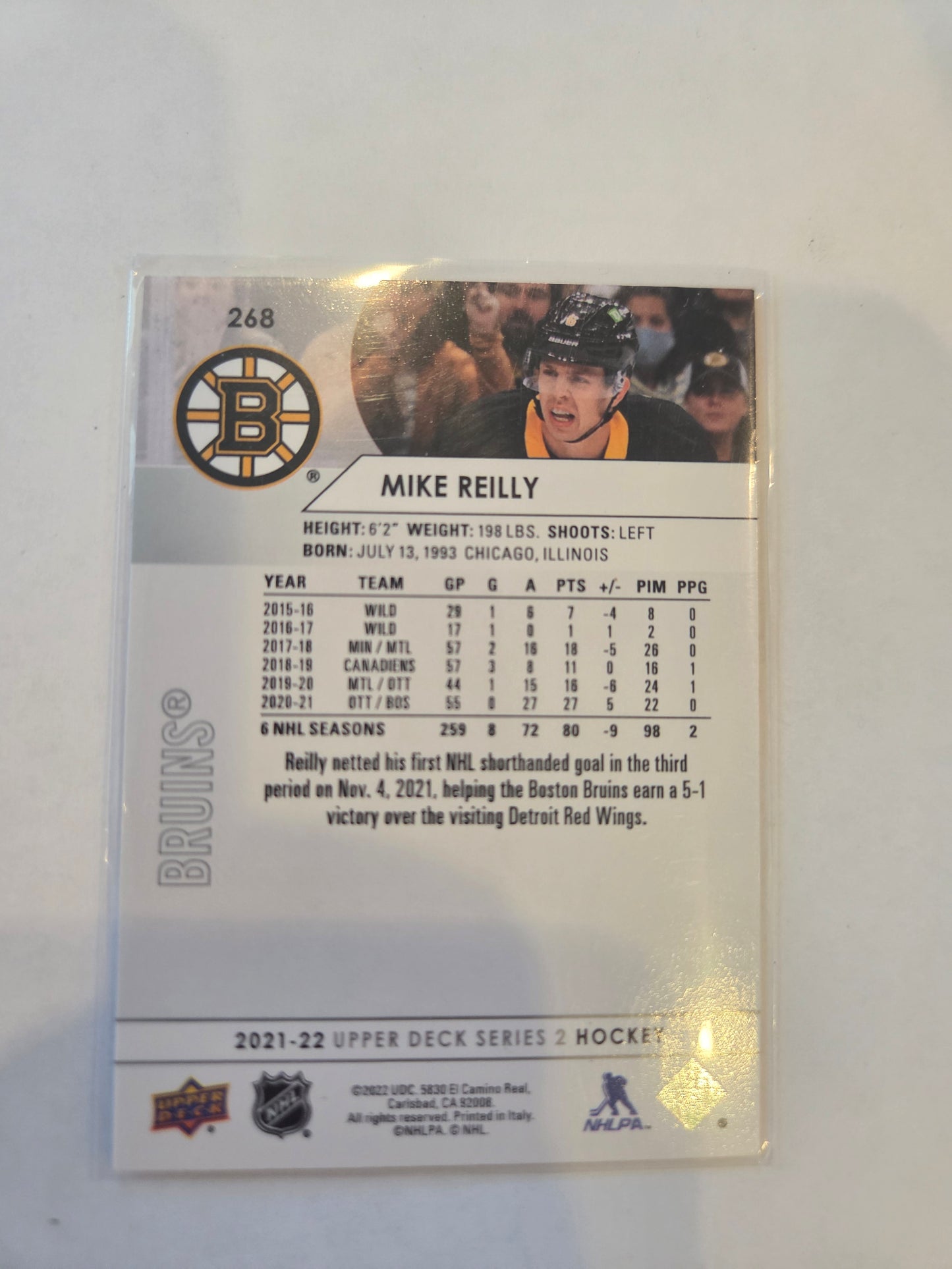 Mike Reilly Upper Deck Series 2 #268 [Boston Bruins]