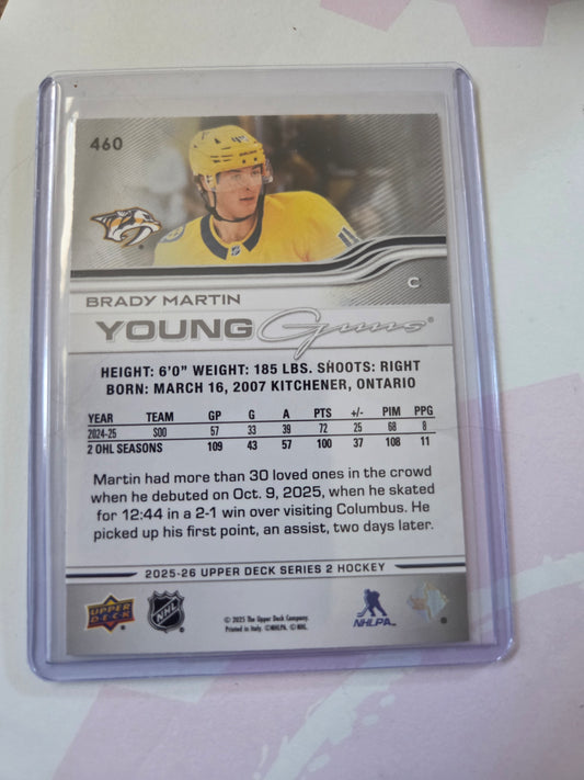 Brady Martin Upper Deck Series 2 Young Guns #460 [Nashville Predators]