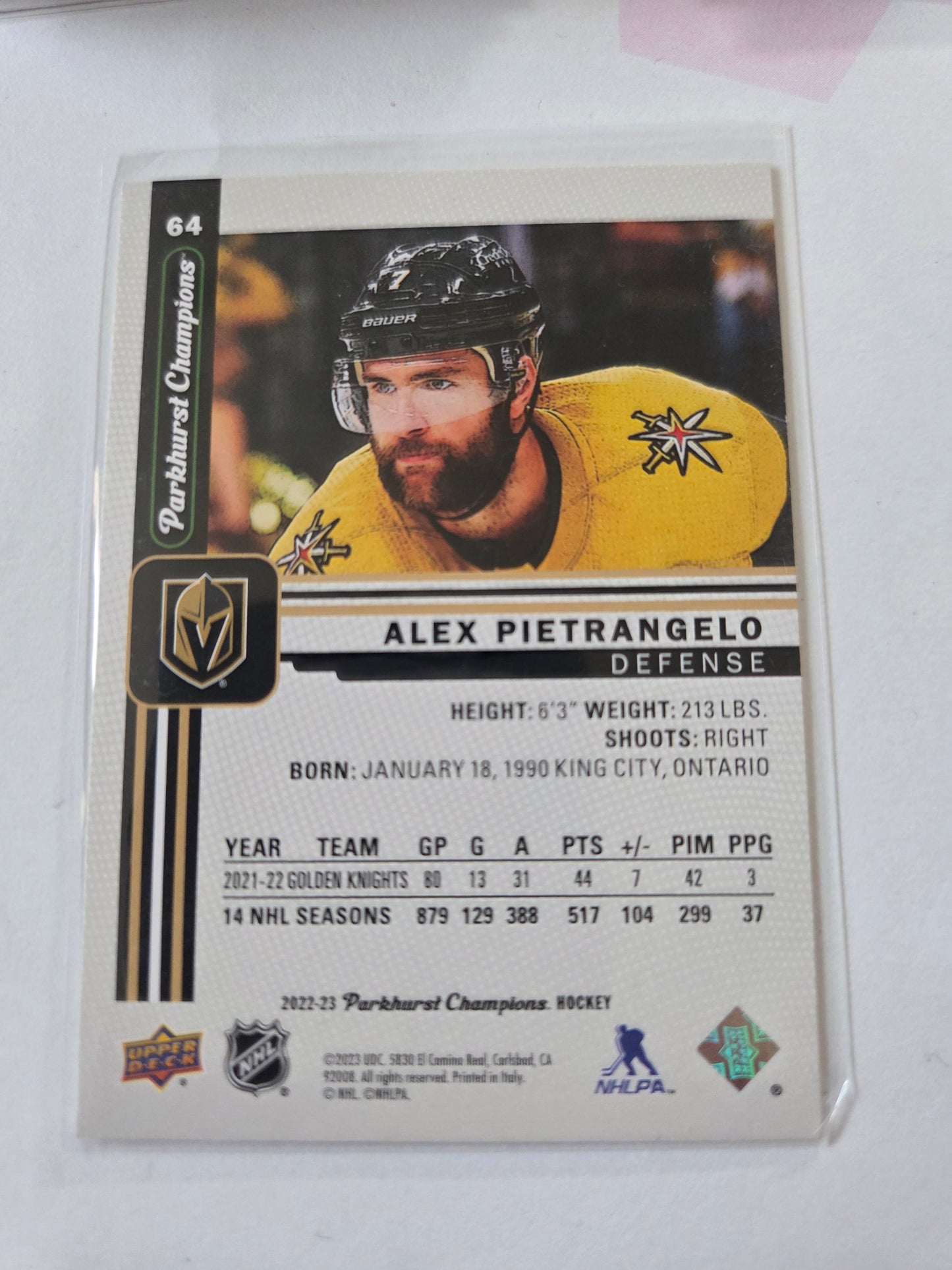 Alex Pietrangelo Parkhurst Champions Veteran #64 [Las Vegas Golden Knights]