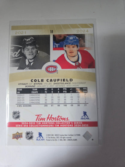 Cole Caufield Tim Hortons Upper Deck #18 [Montreal Canadians]