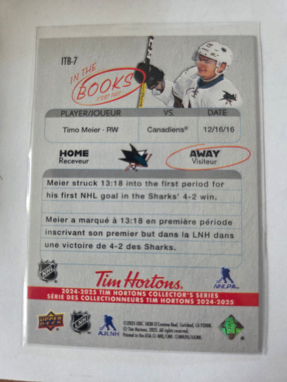 Timo Meier Upper Deck In the Books [San Jose Sharks]
