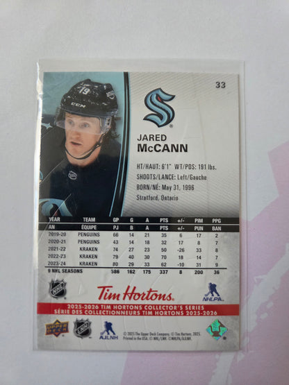 Jared McCann Upper Deck Tim Hortons #33 [Seattle Kraken]