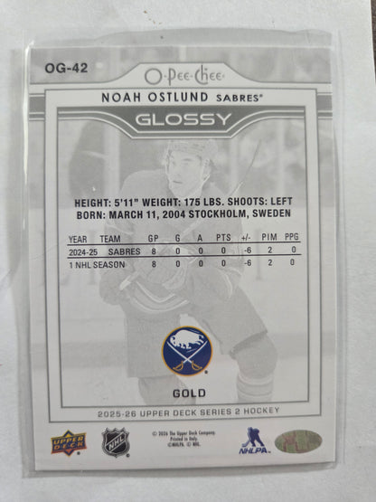 Noah Ostlund Gold Glossy Upper Deck Series 2 [Buffalo Sabres]