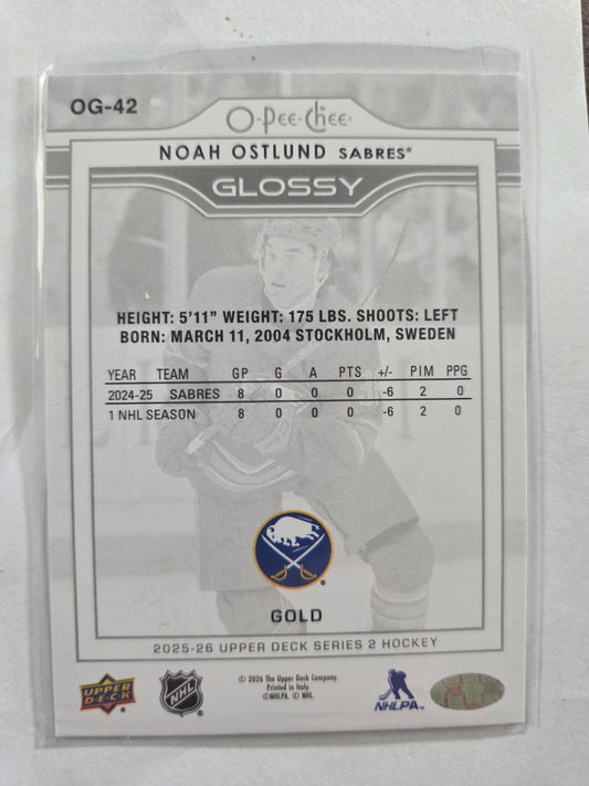 Noah Ostlund Gold Glossy Upper Deck Series 2 [Buffalo Sabres]