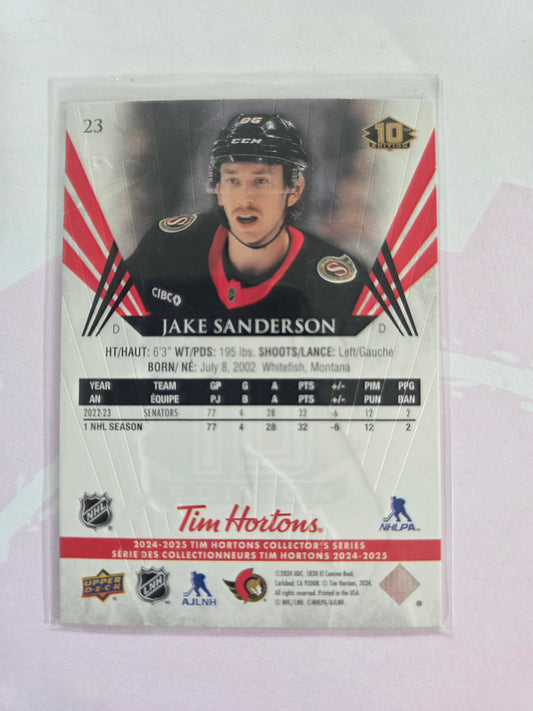 Jake Sanderson Upper Deck 10th Edition #23 [Ottawa Senators]