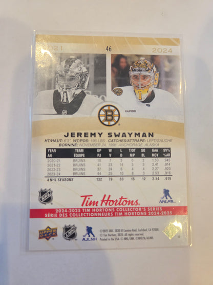 Jeremy Swayman Tim Hortons Upper Deck #46 [Boston Bruins]