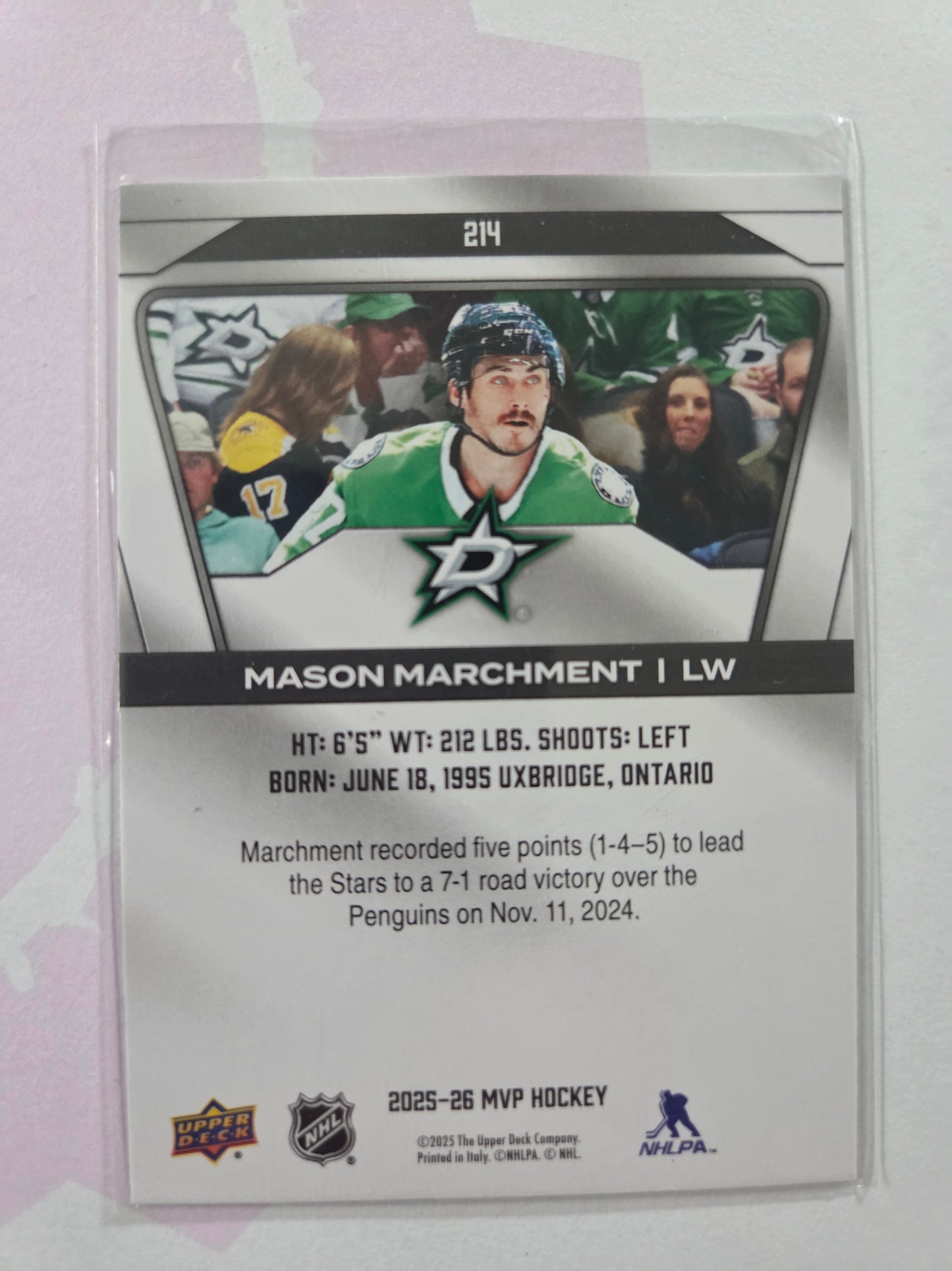 Mason Marchment Upper Deck MVP Hockey #214 [Dallas Stars]