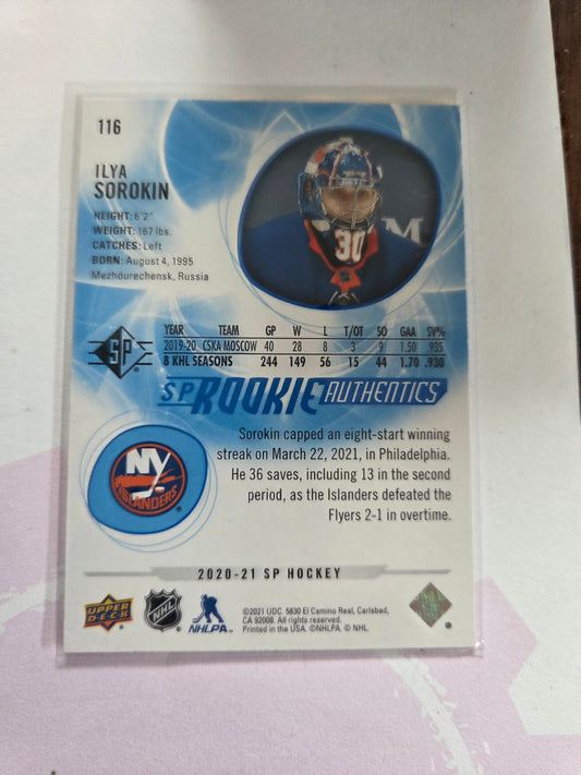 Ilya Sorokin Blue SP Hockey Rookie Authentics #116 [New York Islanders]
