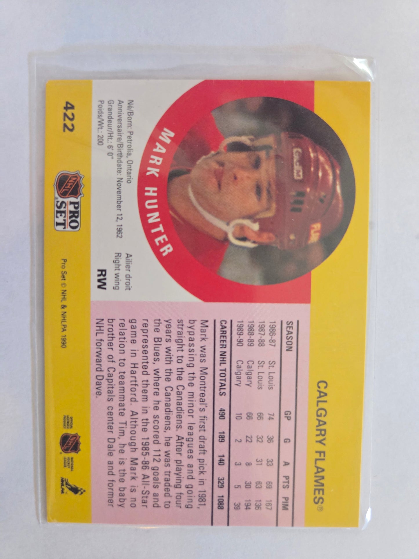 Mark Hunter NHL Pro Set #422 [Calgary Flames]