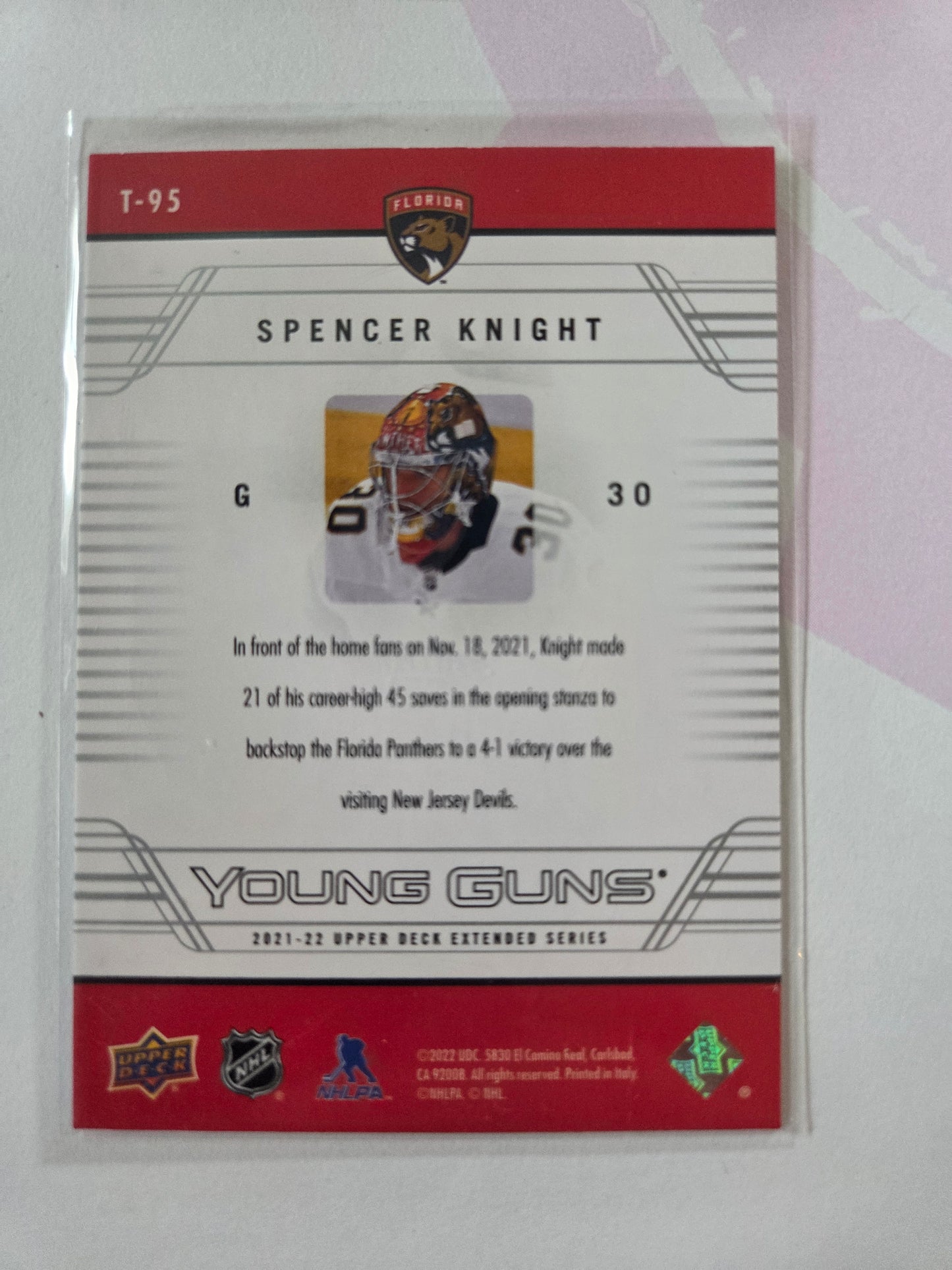 Spencer Knight Upper Deck Extended Series Young Guns [Florida Panthers]