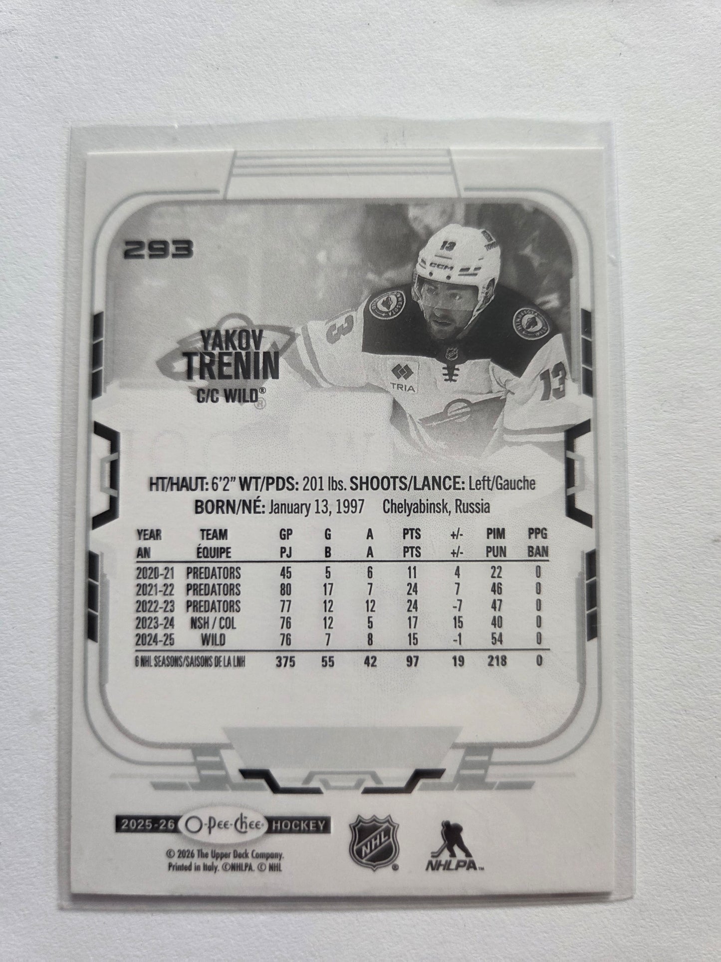 Yakov Trenin O-Pee-Chee Hockey #293 [Minnesota Wild]