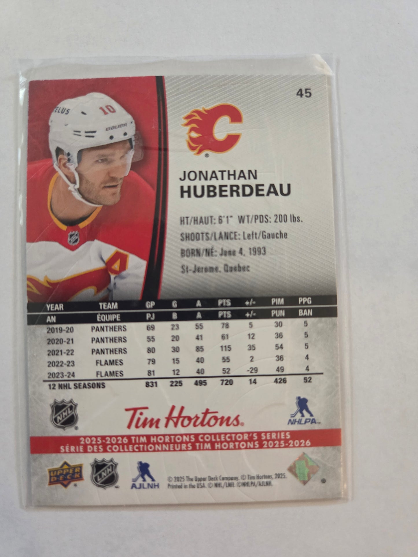 Jonathan Huberdeau Tim Hortons Upper Deck #45