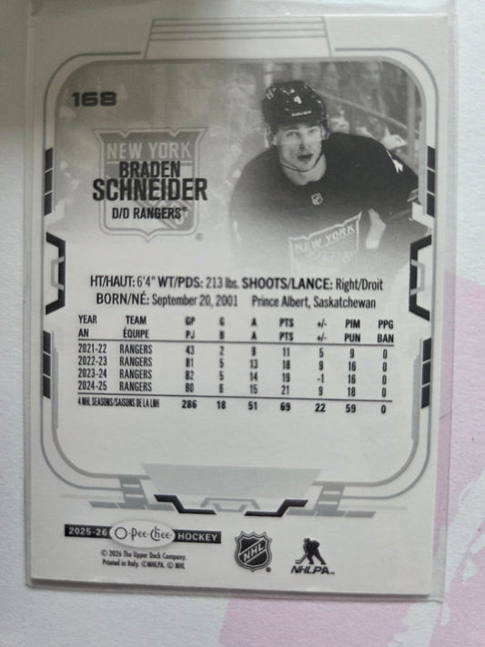 Braden Schneider O-Pee-Chee Hockey #168 [New York Rangers]