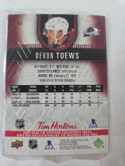Devon Toews Upper Deck Tim Hortons #45 [Colorado Avalanche]