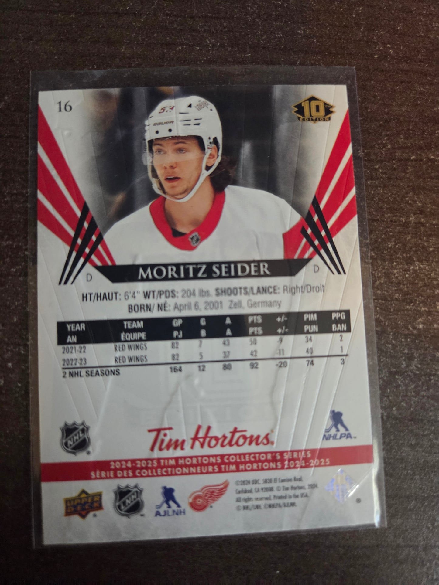 Moritz Seider Upper Deck 10th Edition #16 [Detroit Red Wings]