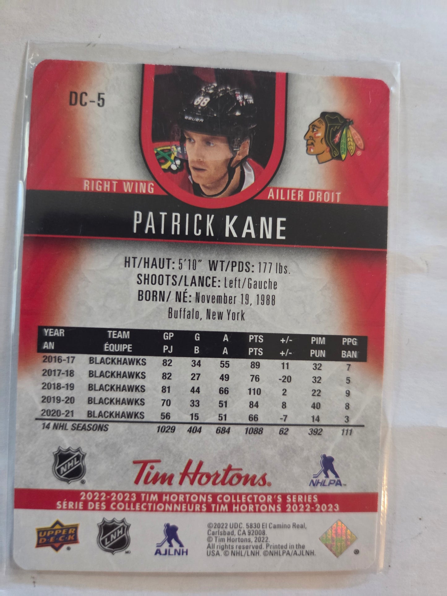 Patrick Kane Upper Deck Tim Hortons [Chicago Blackhawks]