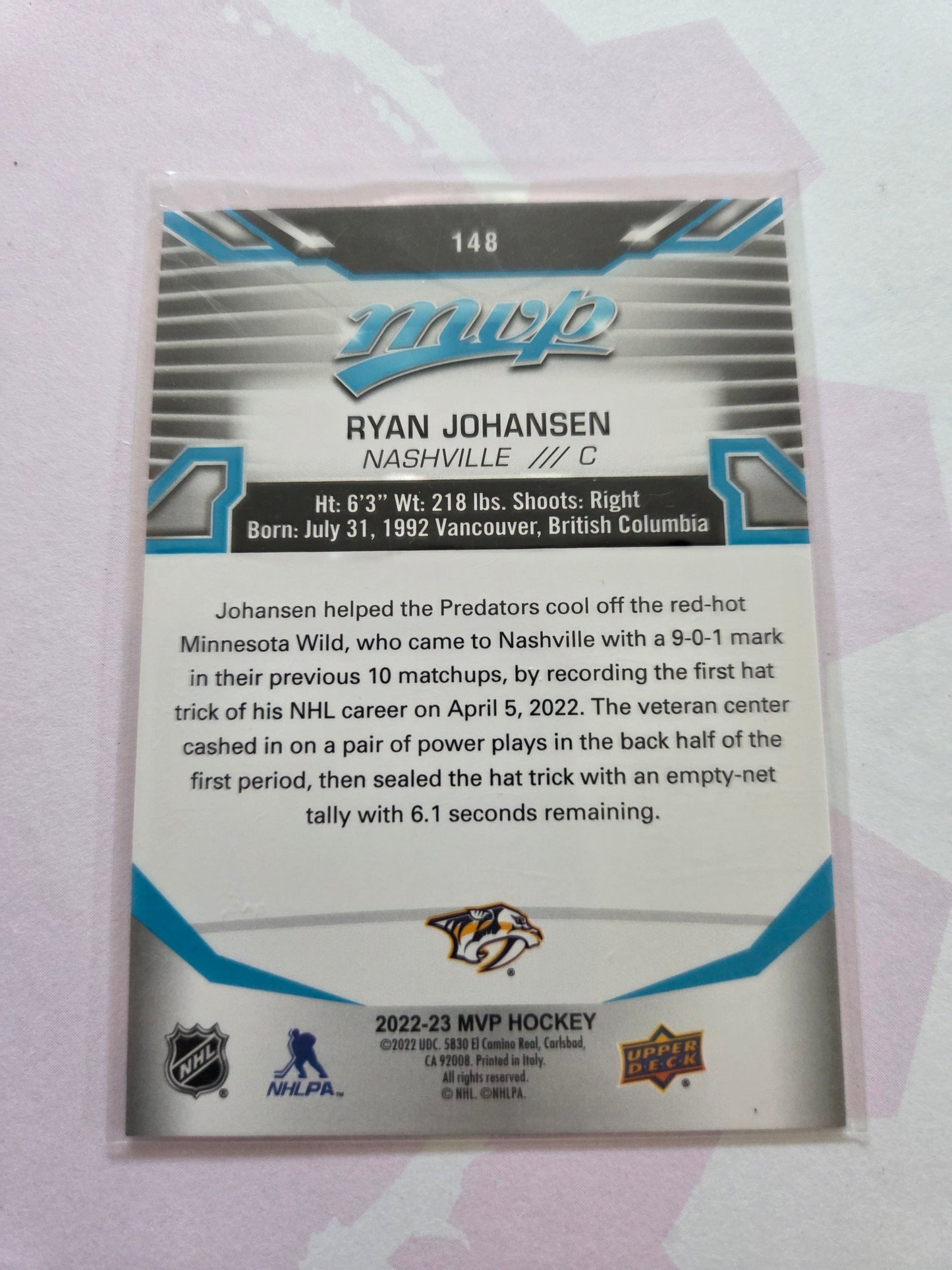 Ryan Johansen Blue MVP Hockey #148 [Nashville Predators]