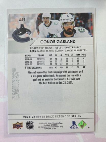 Conor Garland Upper Deck Series Extended Series #649 [Vancouver Canucks]