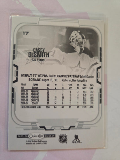 Casey DeSmith O-Pee-Chee Hockey #17 [Dallas Stars]