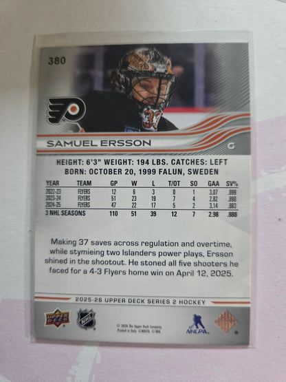 Samuel Ersson Upper Deck Series 2 #380 [Philadelphia Flyers]
