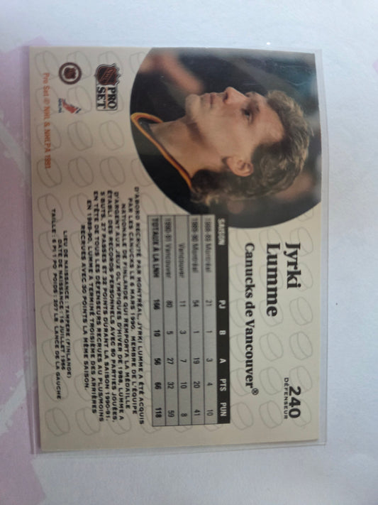 Jyrki Lumme French NHL Pro Set #240 [Vancouver Canucks]