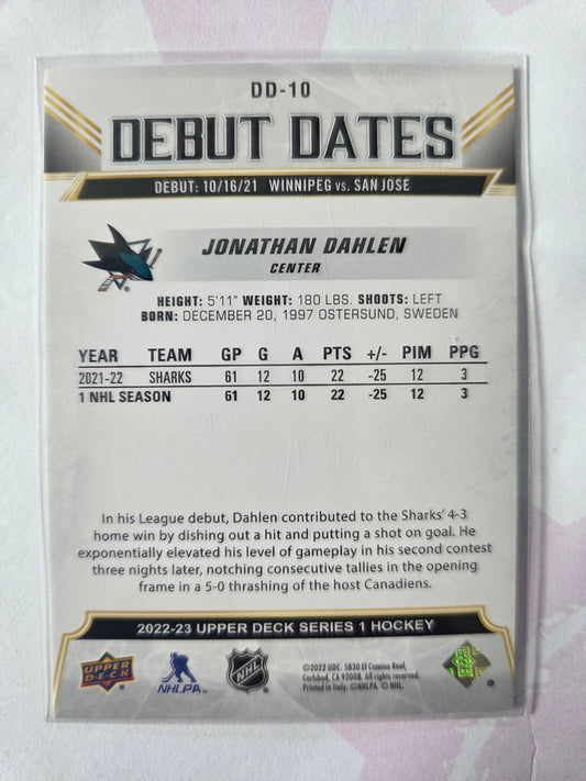 Jonathan Dahlen Upper Deck Series 1 Debut Dates [San Jose Sharks]