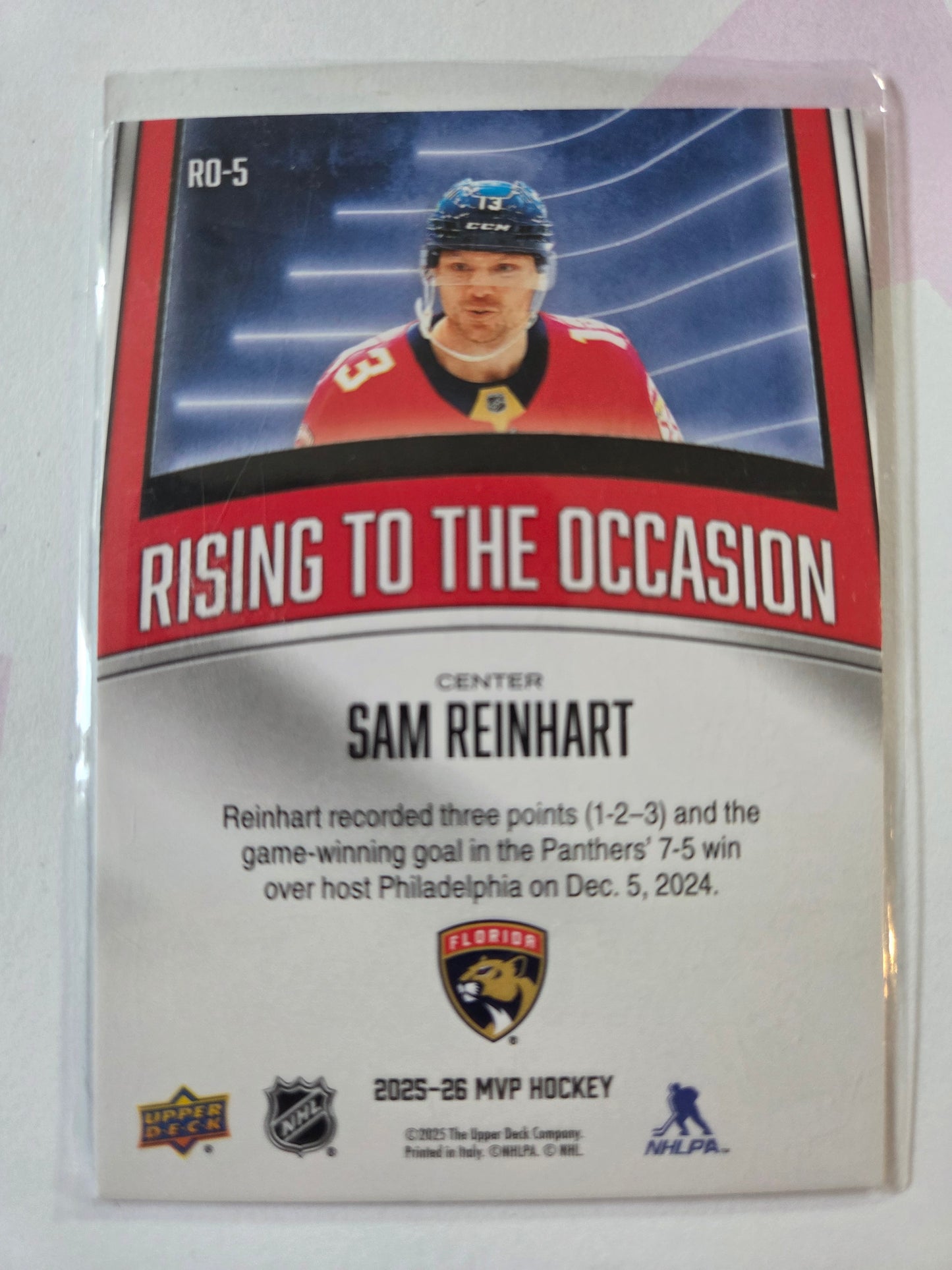 Sam Reinhart Upper Deck MVP Hockey Rising To The Occasion [Florida Panthers]