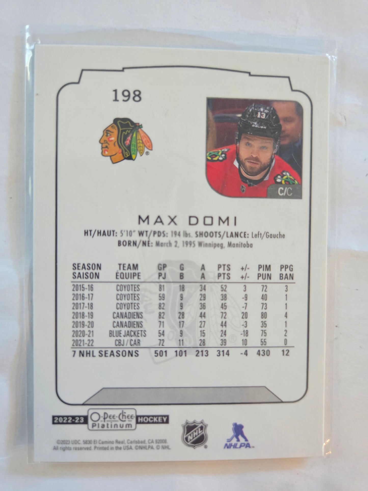 Max Domi O-Pee-Chee Platinum #198 [Chicago Blackhawks]