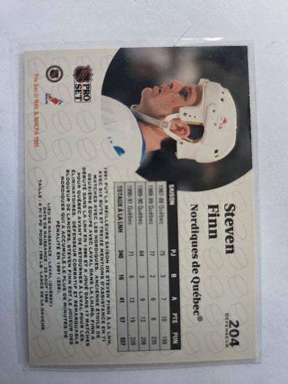 Steve Finn French NHL Pro Set #204 [Quebec Nordiques]