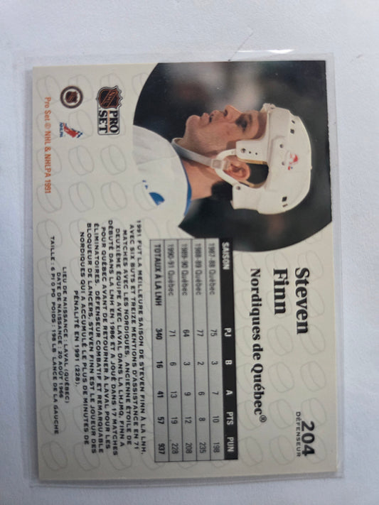 Steve Finn French NHL Pro Set #204 [Quebec Nordiques]