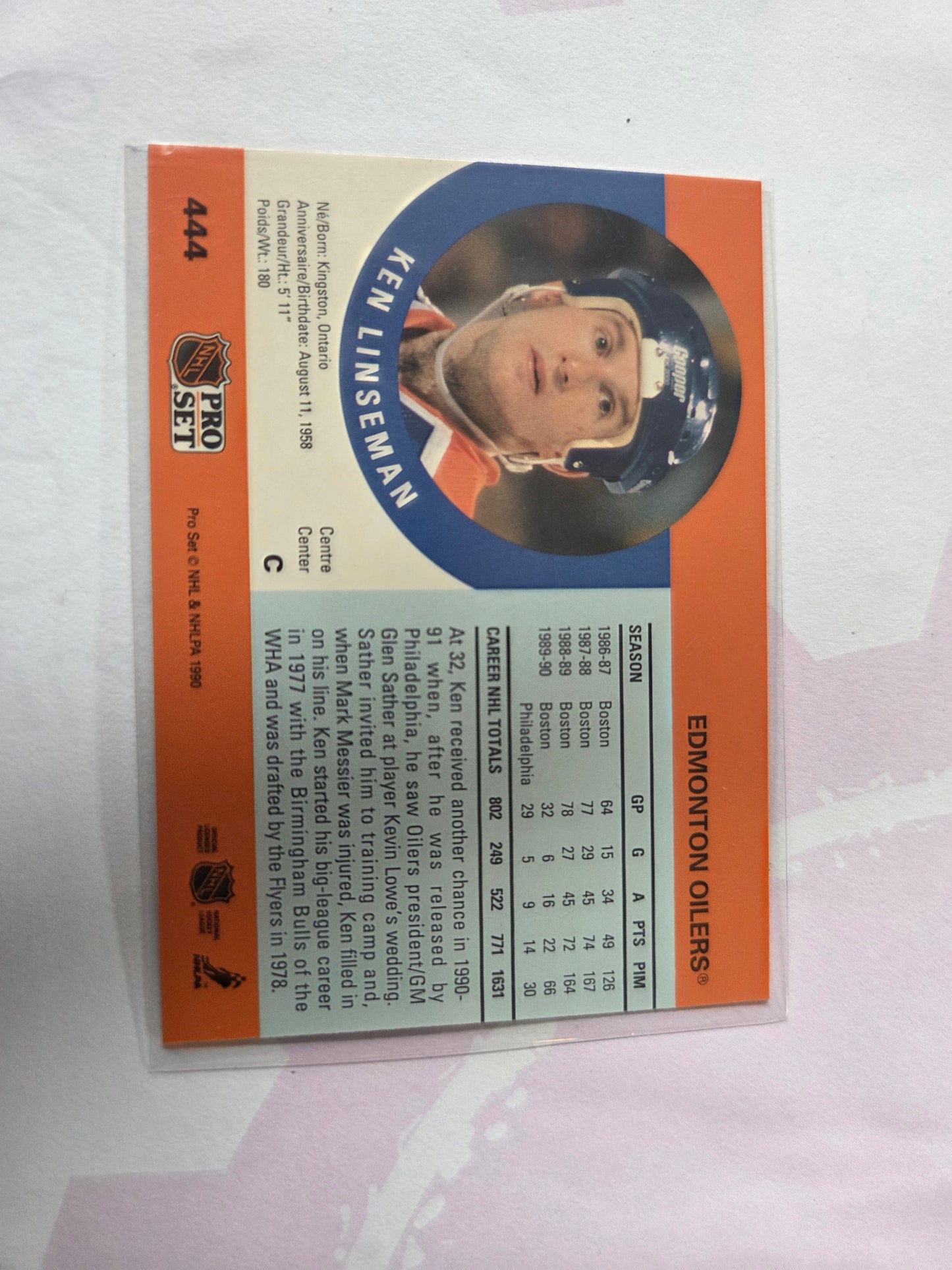 Ken Linseman NHL Pro Set #444 [Edmonton Oilers]
