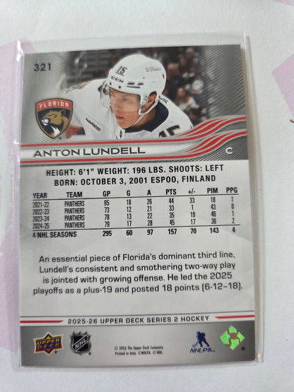 Anton Lundell Upper Deck Series 2 #321 [Florida Panthers]