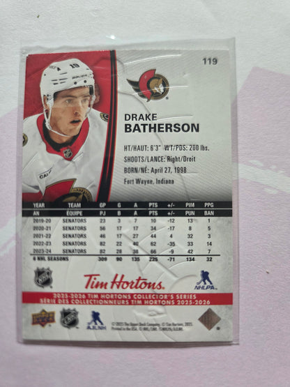 Drake Batherson Tim Hortons Upper Deck #119 [Ottawa Senators]
