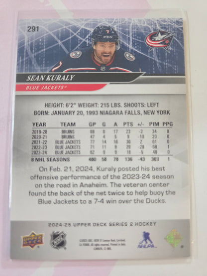 Sean Kuraly Upper Deck Series 2 #291 [Columbus Blue Jackets]