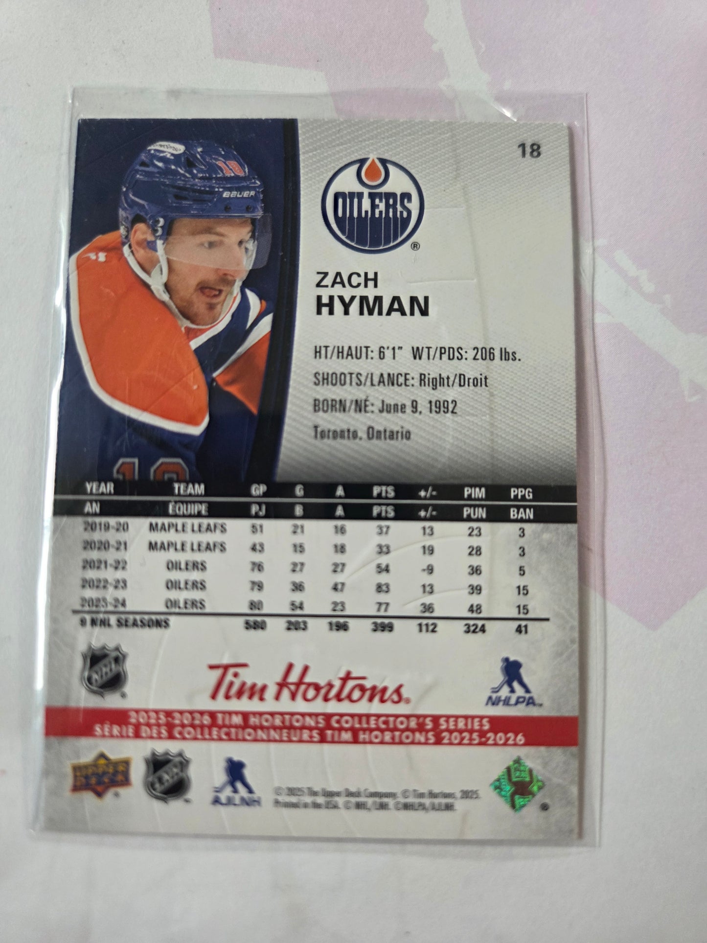 Zach Hyman Upper Deck Tim Hortons #18 [Edmonton Oilers]