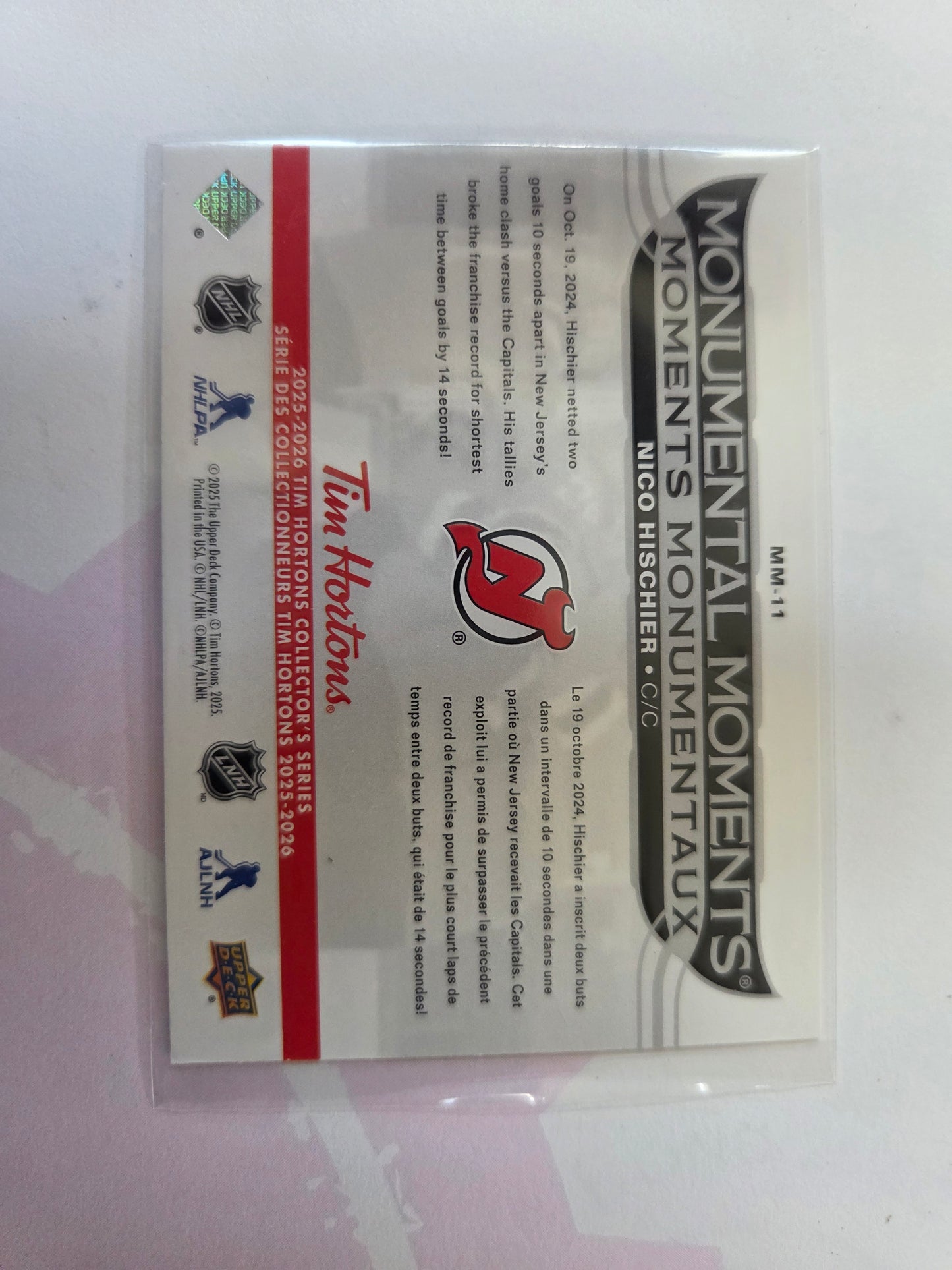 Nico Hischier Upper Deck Monumental Moments [New Jersey Devils]
